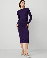 Ann Taylor Gathered Waist Column Sheath Dress Size Small Midnight Mulberry Women's