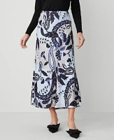 Ann Taylor Paisley Bias Midi Slip Skirt Pure Sapphire Women's