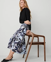 Ann Taylor Paisley Bias Midi Slip Skirt Pure Sapphire Women's