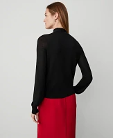 Ann Taylor Tie Neck Puff Sleeve Sweater Women's