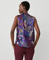 Ann Taylor Botanical Keyhole Popover Top Plum Burst Women's