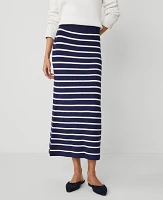 Ann Taylor Petite Weekend Ribbed Skirt Navy/White Women's