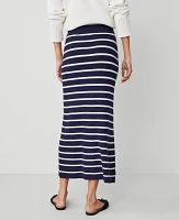 Ann Taylor Petite Weekend Ribbed Skirt Navy/White Women's