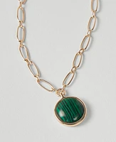 Ann Taylor Malachite Stone Pendant Necklace Malachite Green Women's