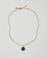 Ann Taylor Malachite Stone Pendant Necklace Malachite Green Women's