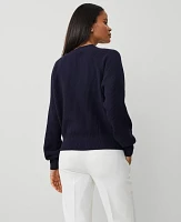 Ann Taylor Ribbed Button Raglan Sweater Women's