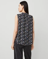 Ann Taylor Floral Keyhole Popover Top Black B Women's