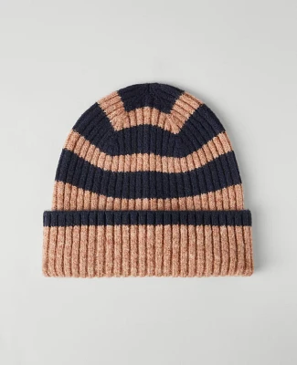 Ann Taylor Striped Winter Beanie Perfect Camel Women's