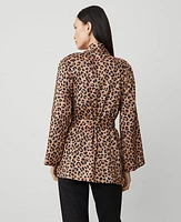 Ann Taylor Animal Print Belted Kimono Tan Women's