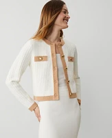 Ann Taylor Textured-Stitch Sweater Jacket Multi Women's