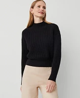 Ann Taylor Ribbed Mock Neck Wedge Sweater Women's