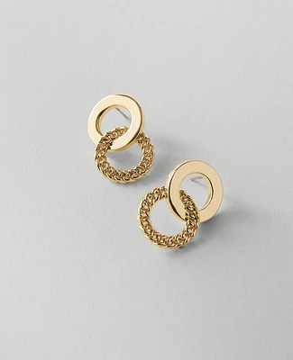 Ann Taylor Double Circle Drop Earrings Goldtone Women's