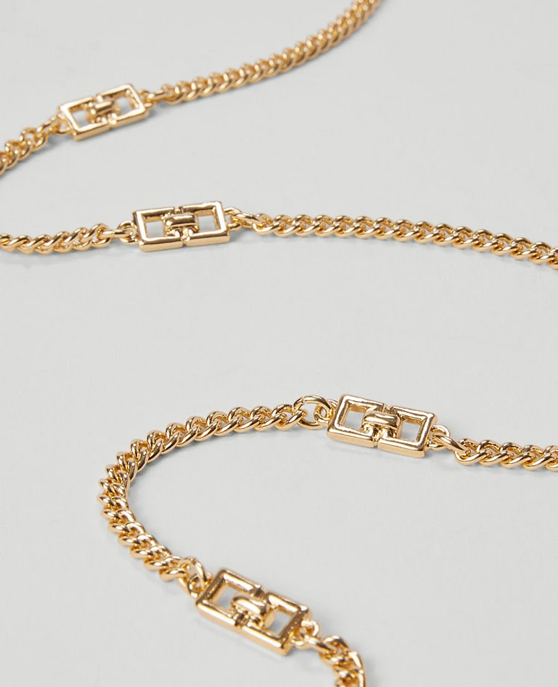 Ann Taylor Metal Link Delicate Station Necklace Goldtone Women's