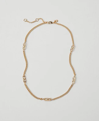 Ann Taylor Metal Link Delicate Station Necklace Goldtone Women's