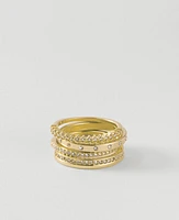 Ann Taylor Crystal Stacked Ring Set Goldtone Women's