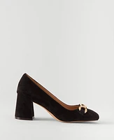 Ann Taylor Chain Suede Block Heel Pumps Women's