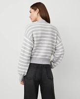 Ann Taylor Striped Drop Shoulder Cardigan Grey/White Combo Women's