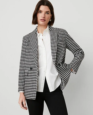 Ann Taylor The Checked Relaxed Double Breasted Blazer Black Women's