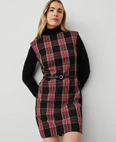 Ann Taylor Petite Plaid Shift Dress Black Women's