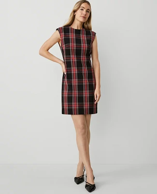 Ann Taylor Petite Plaid Shift Dress Black Women's