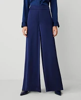 Ann Taylor The Dramatic Wide-Leg Satin Pant Dark Deep Ocean Women's