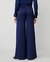 Ann Taylor The Dramatic Wide-Leg Satin Pant Dark Deep Ocean Women's