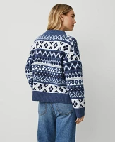 Ann Taylor Petite Weekend Collection Relaxed Fair Isle Sweater Precious Sapphire Women's