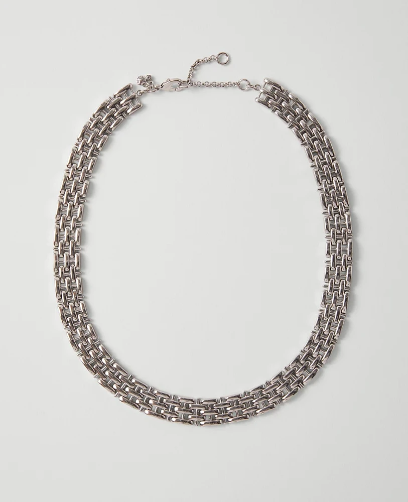 Ann Taylor Chain Link Necklace Silvertone Women's