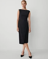 Ann Taylor Petite Chain Waist Sleeveless Sheath Dress Black Women's