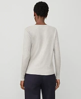 Ann Taylor Long Sleeve Crew Neck Top Light Taupe Heather Women's