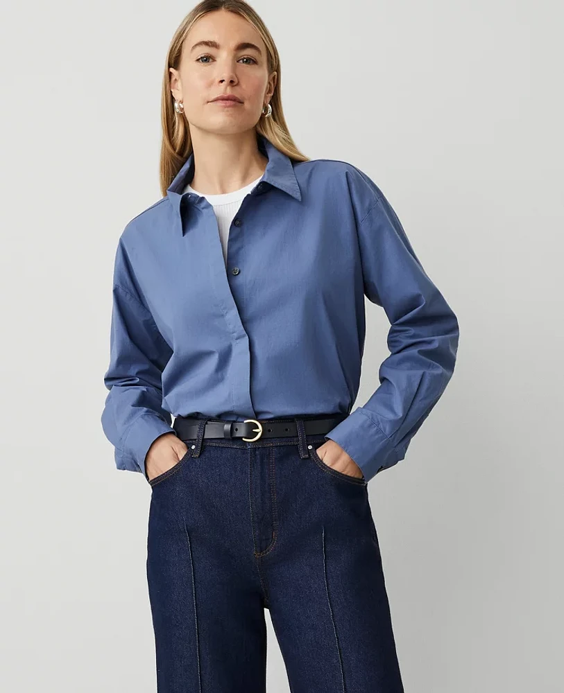 Ann Taylor Button Down Shirt Precious Sapphire Women's