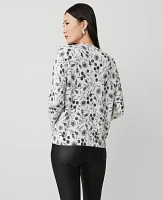 Ann Taylor Floral Cozy Cardigan Winter White Women's