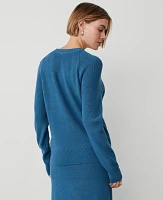 Ann Taylor Wedge Ribbed Sweater Balmy Blue Women's