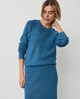 Ann Taylor Wedge Ribbed Sweater Balmy Blue Women's