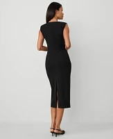 Ann Taylor Petite Cap Sleeve Sheath Midi Dress Black Women's