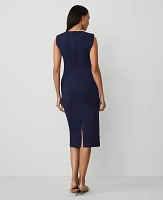 Ann Taylor Petite Cap Sleeve Sheath Midi Dress Seaside Navy Women's