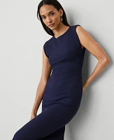 Ann Taylor Petite Cap Sleeve Sheath Midi Dress Seaside Navy Women's