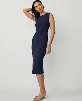 Ann Taylor Petite Cap Sleeve Sheath Midi Dress Seaside Navy Women's