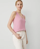 Ann Taylor Mixed Media V-Neck Shell Top Women's