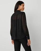 Ann Taylor Sparkle Studded Button Down Shirt Black Women's