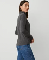 Ann Taylor Petite Turtleneck Top Heathered Onyx Women's