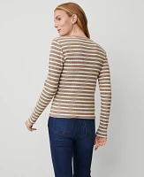 Ann Taylor Petite Long Sleeve Crew Neck Top Perfect Camel Women's