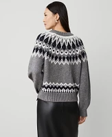 Ann Taylor Fair Isle Raglan Sweater Medium Heather Grey Women's