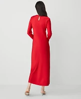 Ann Taylor Petite Bias Sheath Maxi Dress Size 0 Iconic Red Women's