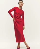 Ann Taylor Petite Bias Sheath Maxi Dress Size 0 Iconic Red Women's