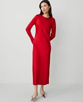 Ann Taylor Petite Bias Sheath Maxi Dress Size 0 Iconic Red Women's