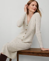 Ann Taylor Cashmere Ribbed Cardigan Dress Cream Speckle Women's