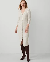 Ann Taylor Cashmere Ribbed Cardigan Dress Cream Speckle Women's