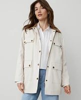 Ann Taylor Faux Leather Collared Jacket Tahini Women's