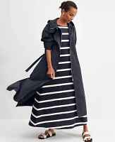 Ann Taylor Striped Knit Boatneck Midi Dress Night Sky Women's